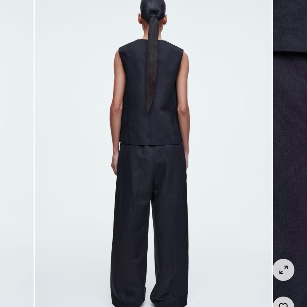 COS linen blend wide leg high waist pants with pleats at waist. Capsule. EUC. 8 - Picture 3 of 16